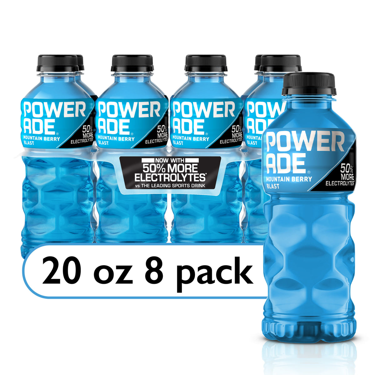 POWERADE Electrolyte Enhanced Mountain Berry Blast Sport Drink,  8 Count Bottles
