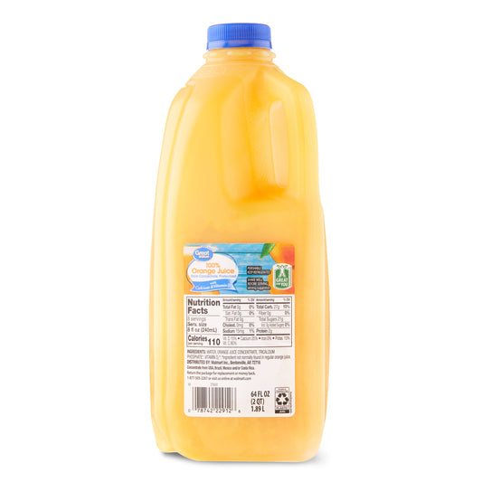 Great Value 100% Orange Juice with Added Calcium and Vitamin D